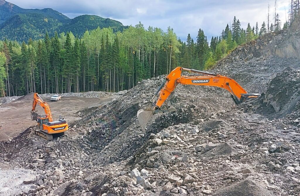 Doosan heavy construction equipment at a construction site